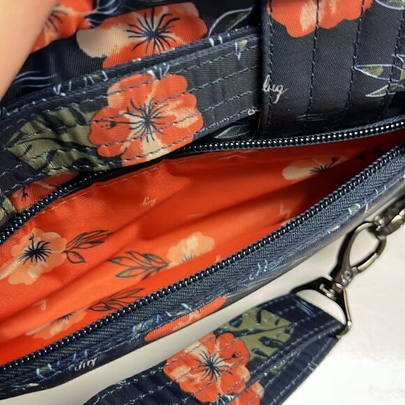 Lug Carousel Blue Floral Adjustable Convertible Belt Bag/ Crossbody RFID Purse - Picture 13 of 16